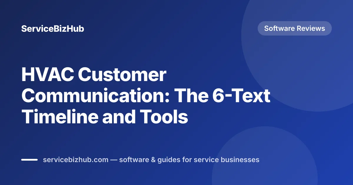 Cover graphic for "HVAC Customer Communication: The 6-Text Timeline and Tools" — ServiceBizHub Software Reviews