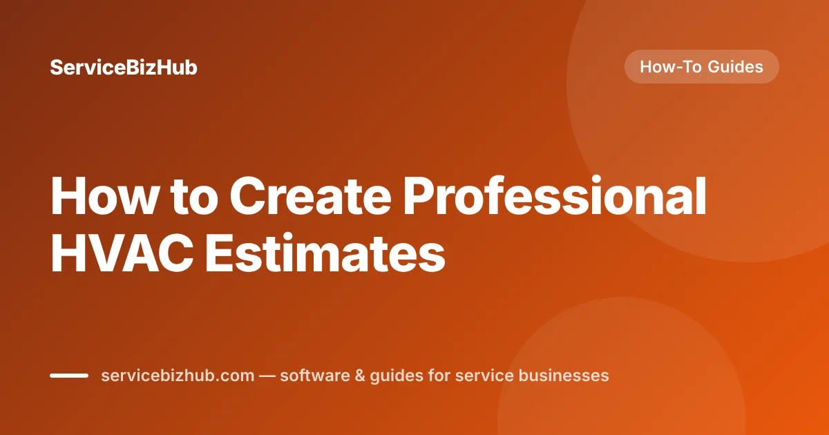 Cover graphic for "How to Create Professional HVAC Estimates" — ServiceBizHub How-To Guides